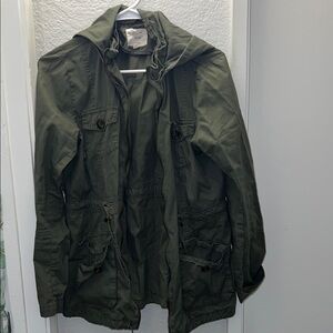 Women’s Olive Green Hooded Military Jacket